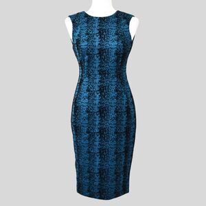 CALVIN KLEIN Women's Animal/Leopard Print Velvet Sheath/Pencil Dress Jade Size 2